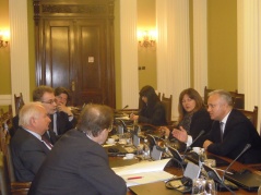 30 September 2013 The Head and Deputy Head of the United Regions of Serbia Parliamentary Group talk to the Chairman of the European People's Party Parliamentary Group at the European Parliament